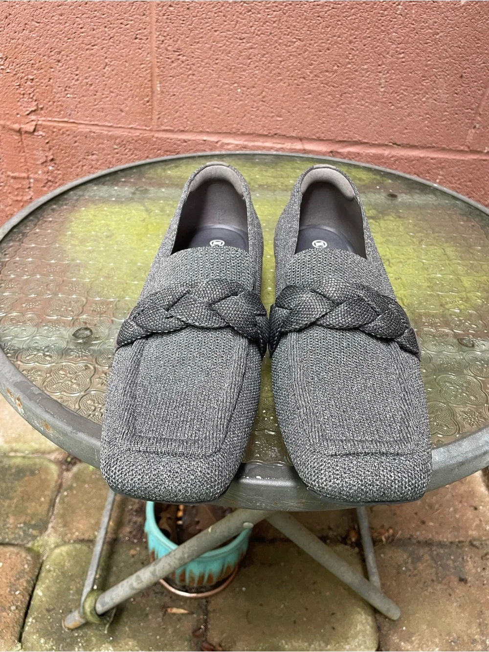 Vivaia Gray Square Toe Heeled Loafers Size 40
